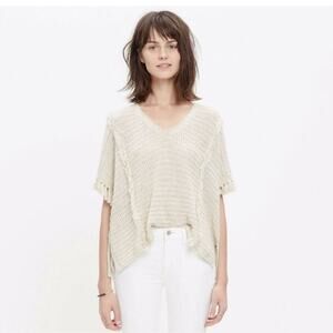 Madewell | Soft Boxy Knit Cream Fringe  Top Size S